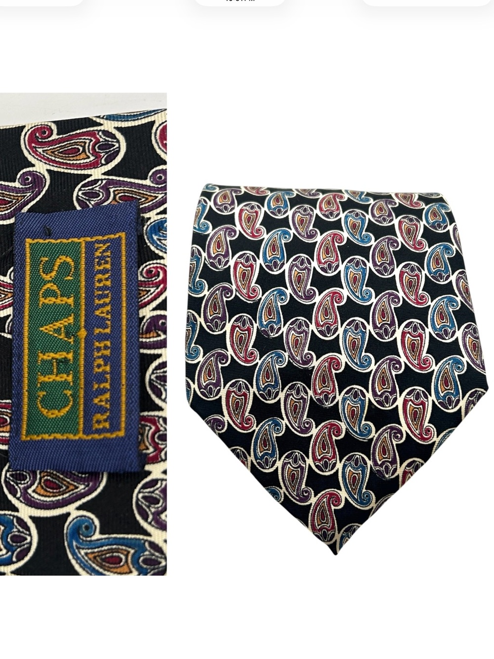 Chaps Ralph Lauren MENS vintage neck tie paisley pink purple blue black